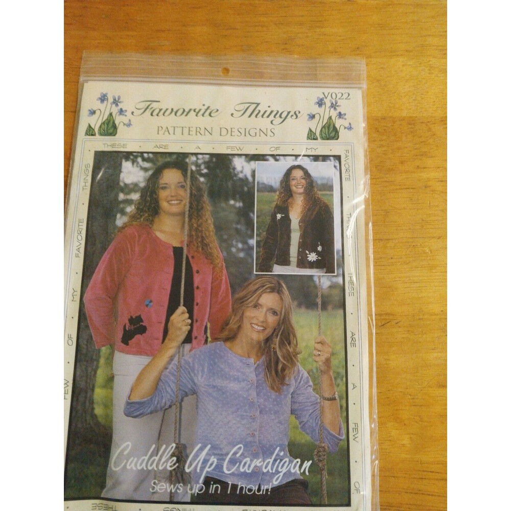 FAVORITE THINGS PATTERN DESIGNS #V022~CUDDLE UP CARDIGAN~SIZES 4-22~UNCUT~NIP